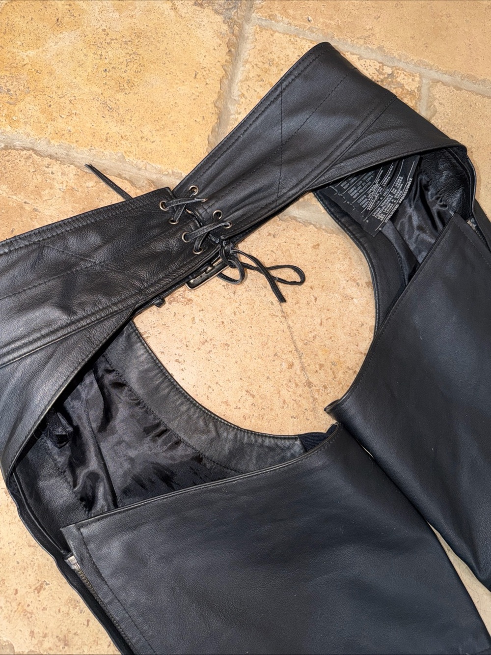 HARLEY DAVIDSON CHAPS Black Leather Size Medium Excellent Condition! - Picture 5 of 9